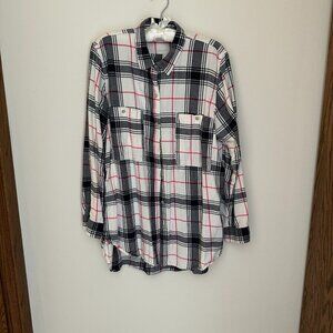 Gap Flannel, White with Black & Red Plaid